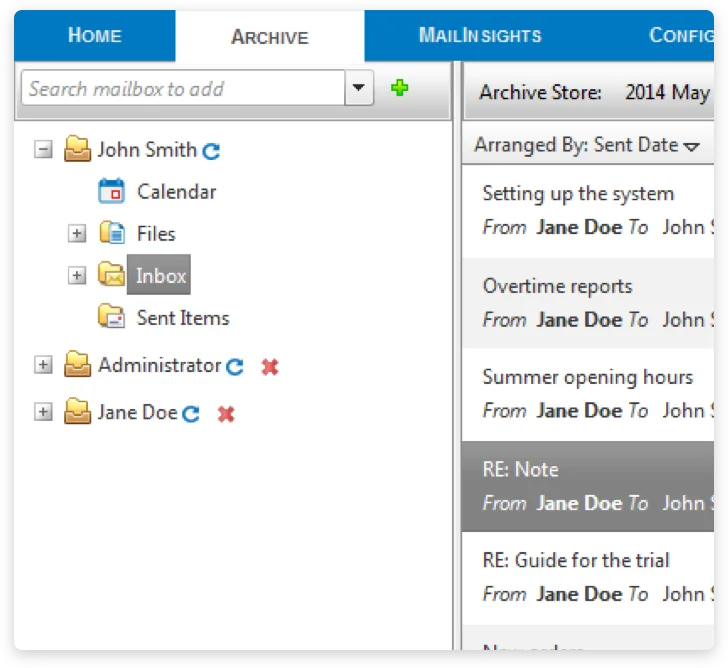 Busca avançada no histórico de e-mails arquivados